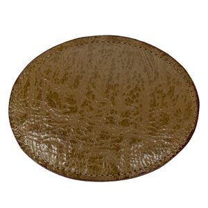 Vintage Justin Leather Belt Buckle Oval Western Cowboy Style 80 A Brown